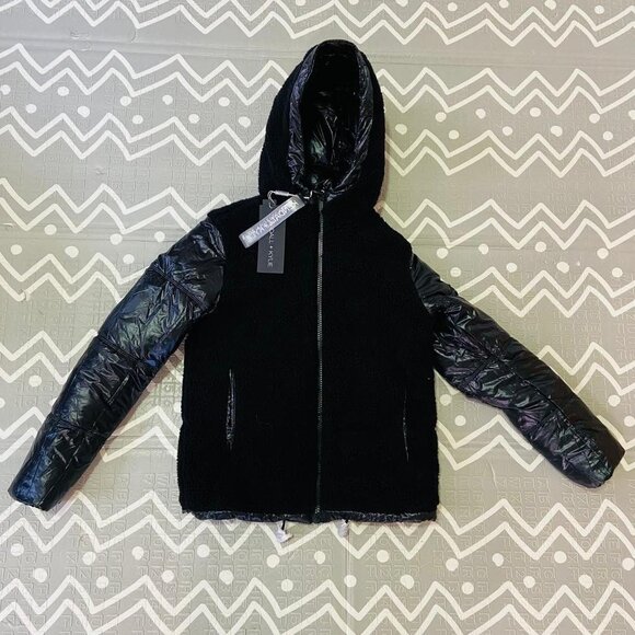 Kendall & Kylie reversible thick winter snow puffer Sherpa jacket coat bomber - Picture 10 of 14